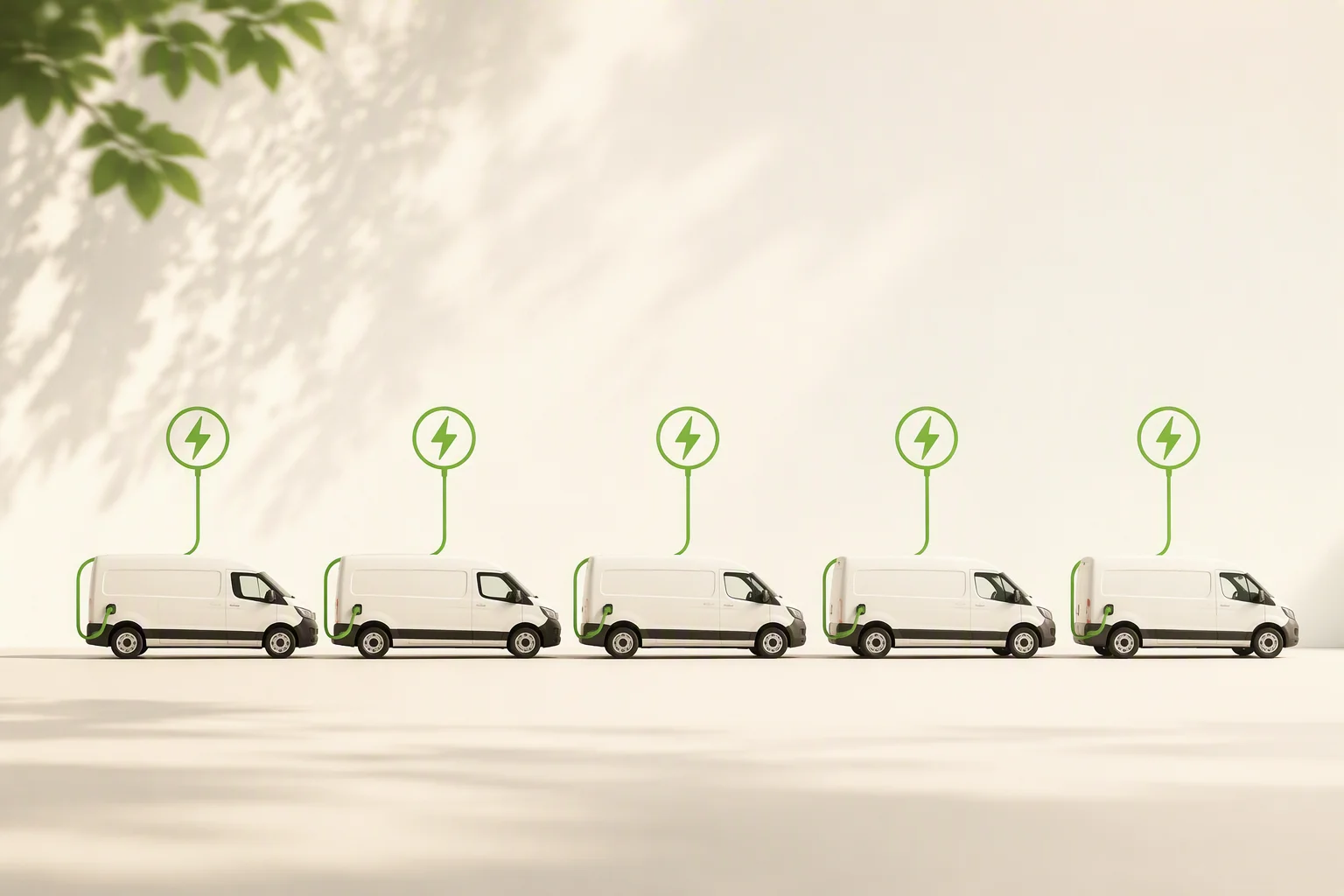 Delivery van silhouettes with charging cables