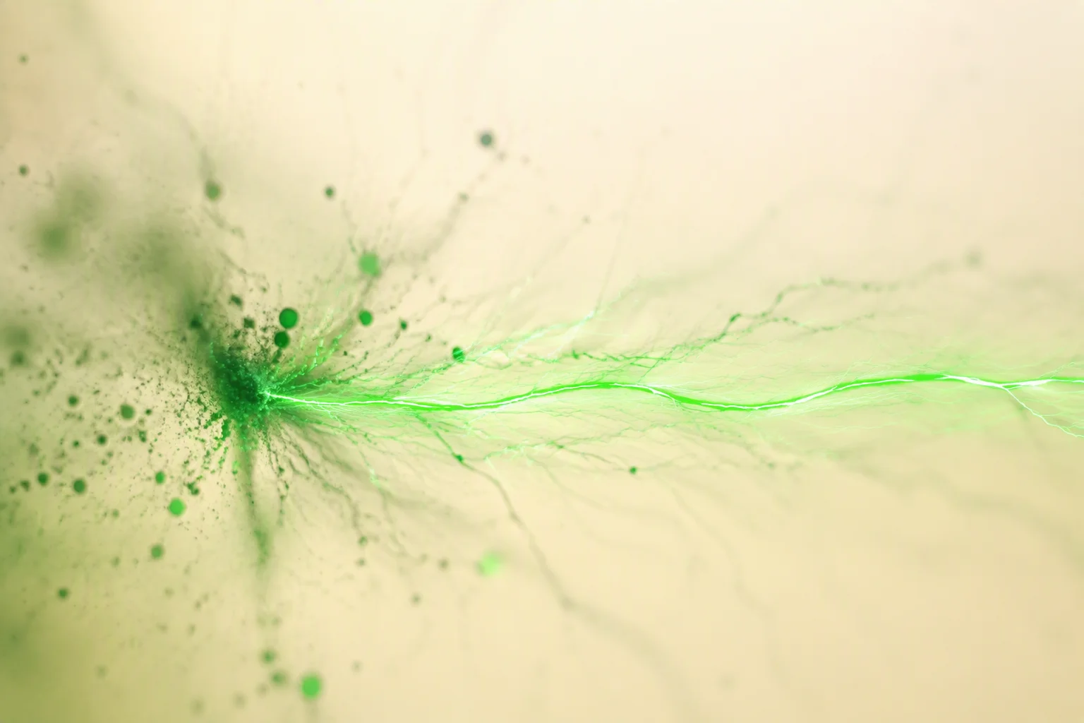 Electric energy spark trails with green glow