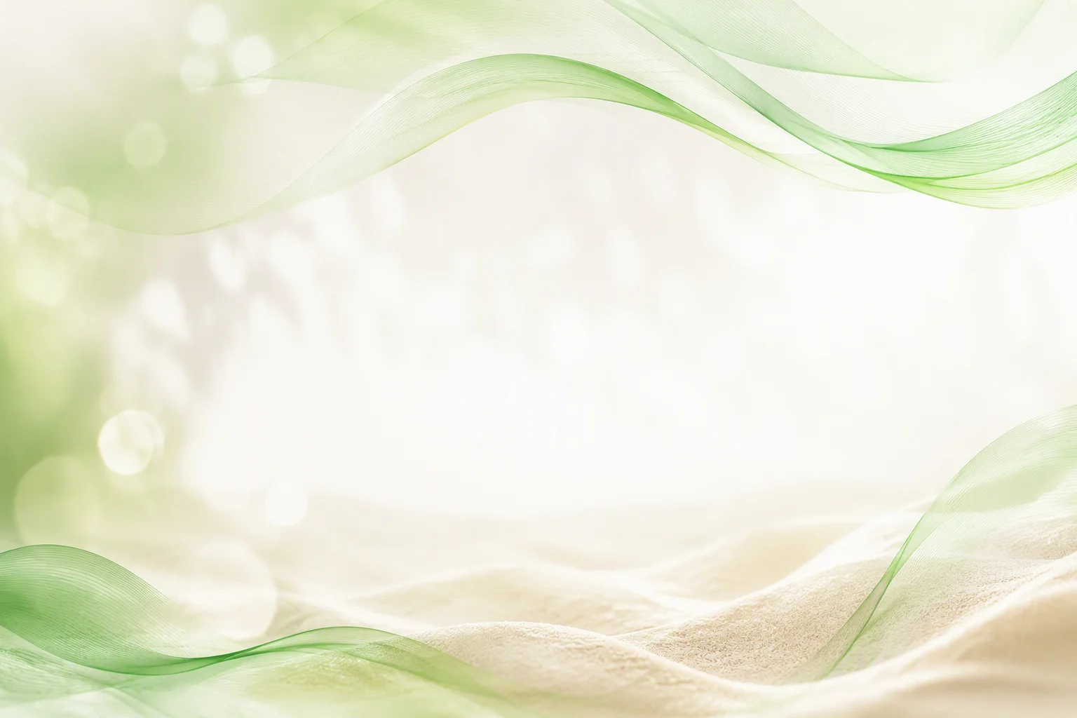 Green light waves on warm sand background