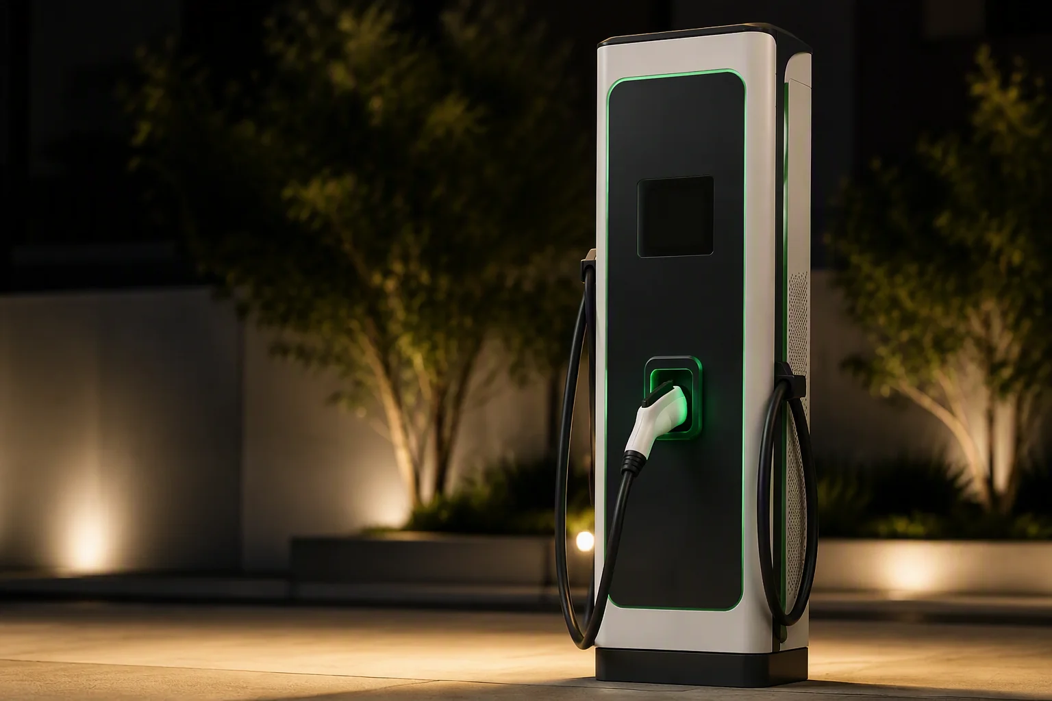 DC charger glowing at night
