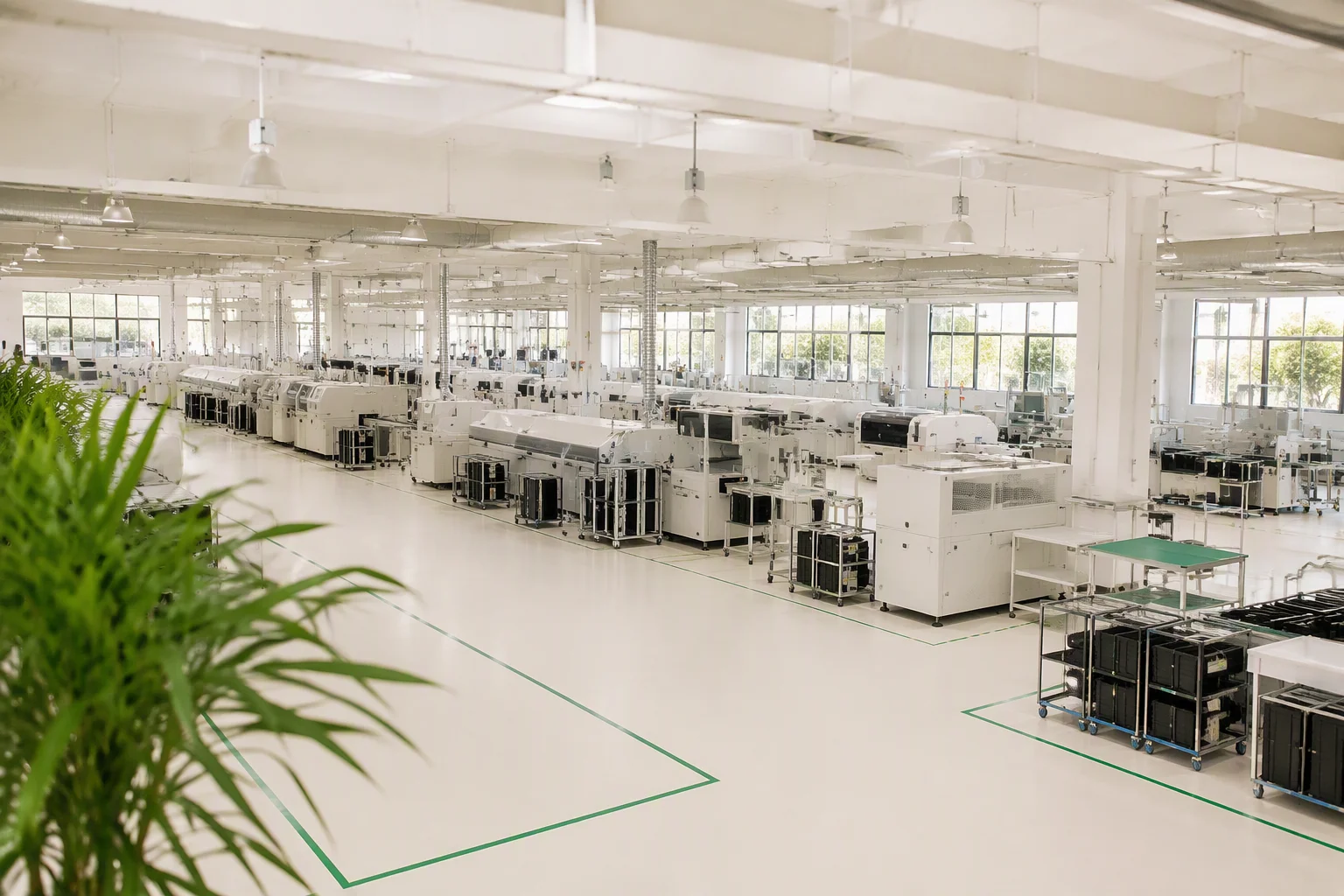 Electronics SMT production line, wide view