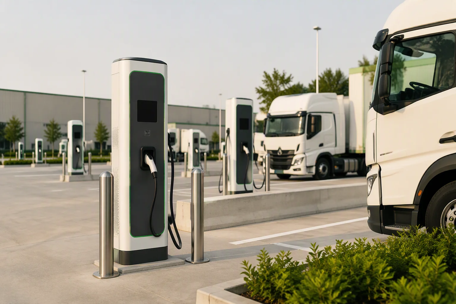 Chargers at a logistics fleet depot