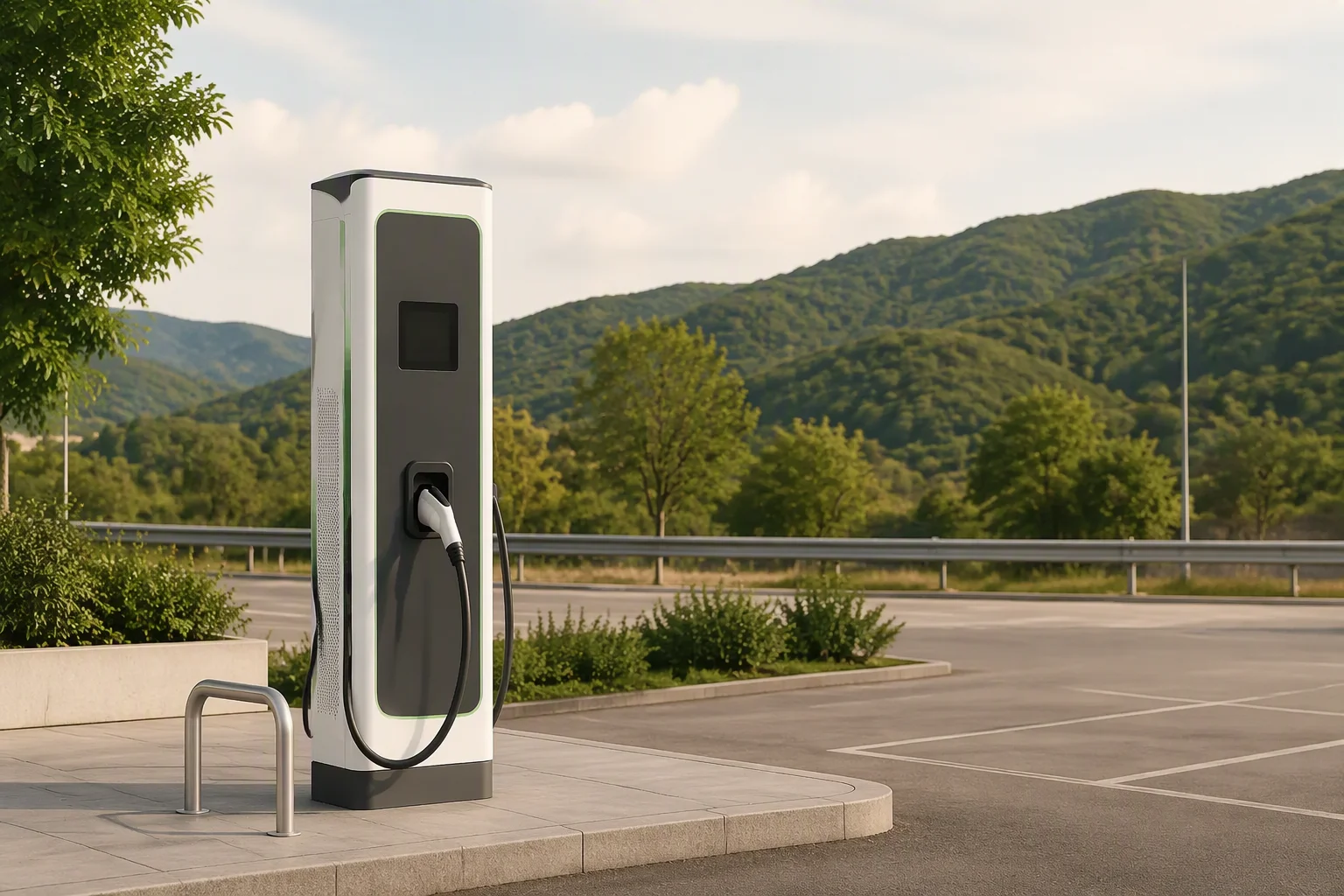 Chargers at a European highway rest plaza