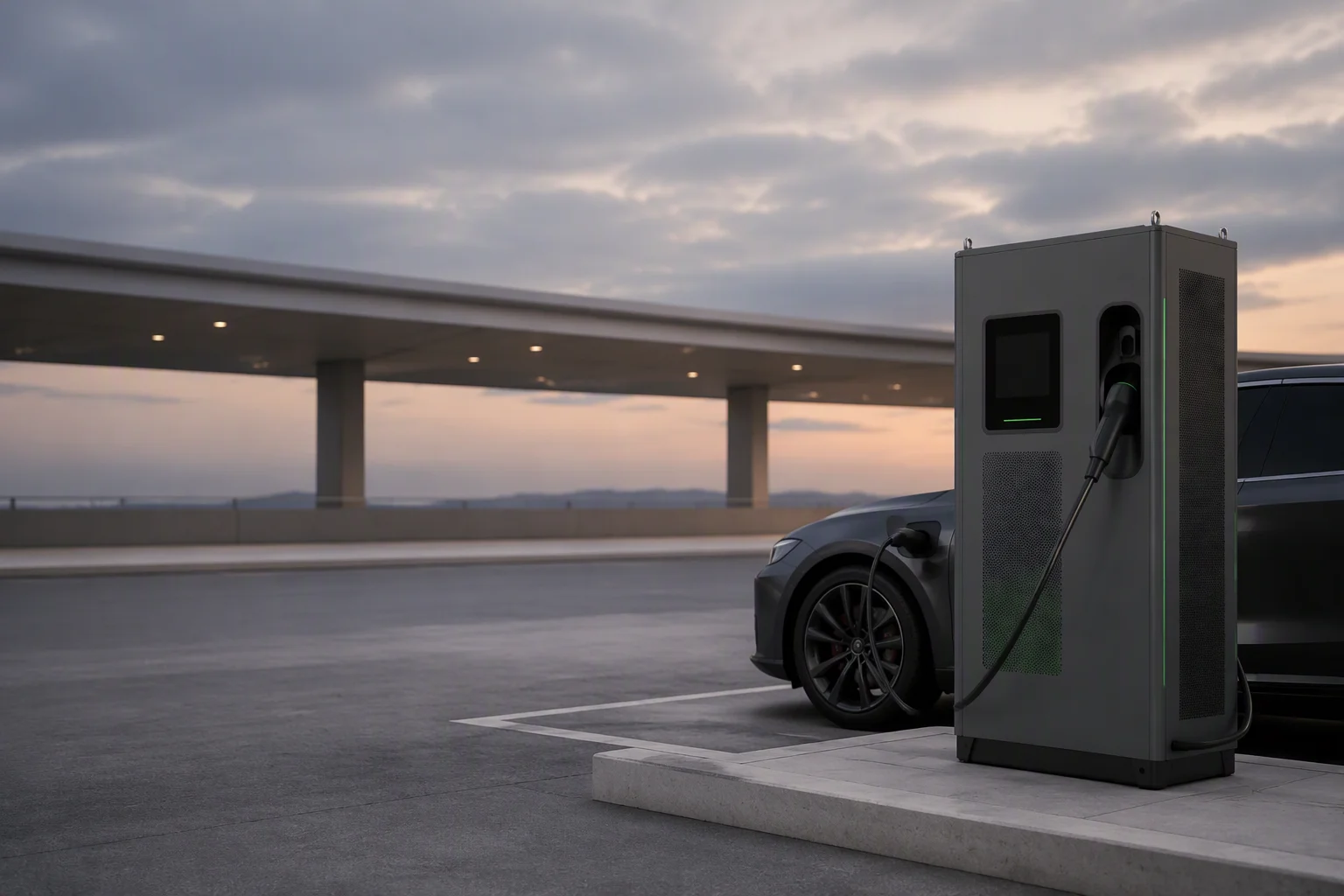 ems-charge DC ultra-fast charger at a highway charging hub